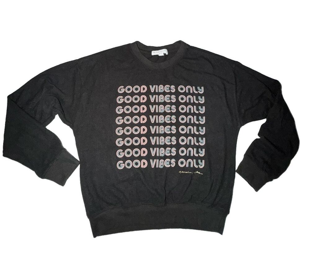 Spiritual Gangster Gray Good Vibes Only Long Sleeve Sweatshirt Top Medium